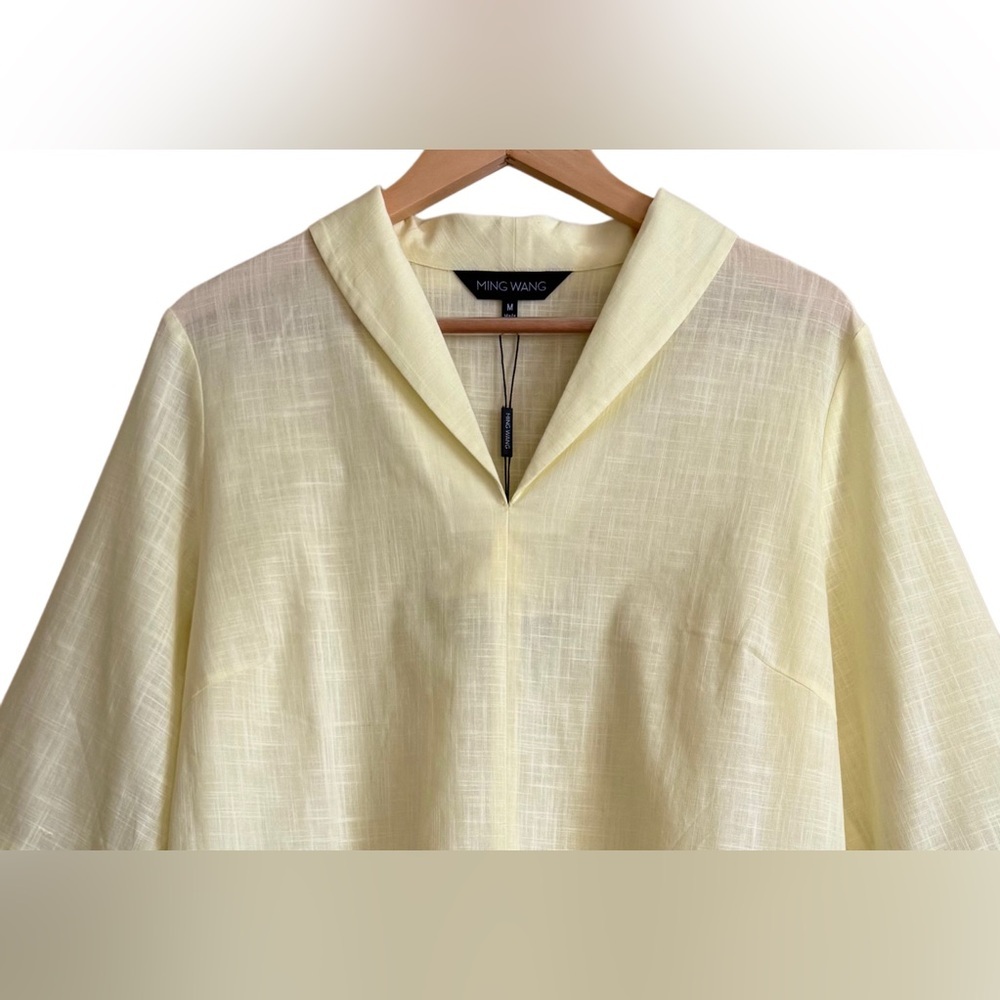 MING WANG 100% Cotton Preppy Lightweight Minimalist Lagenlook Chic Tunic M NWT - Picture 3 of 11